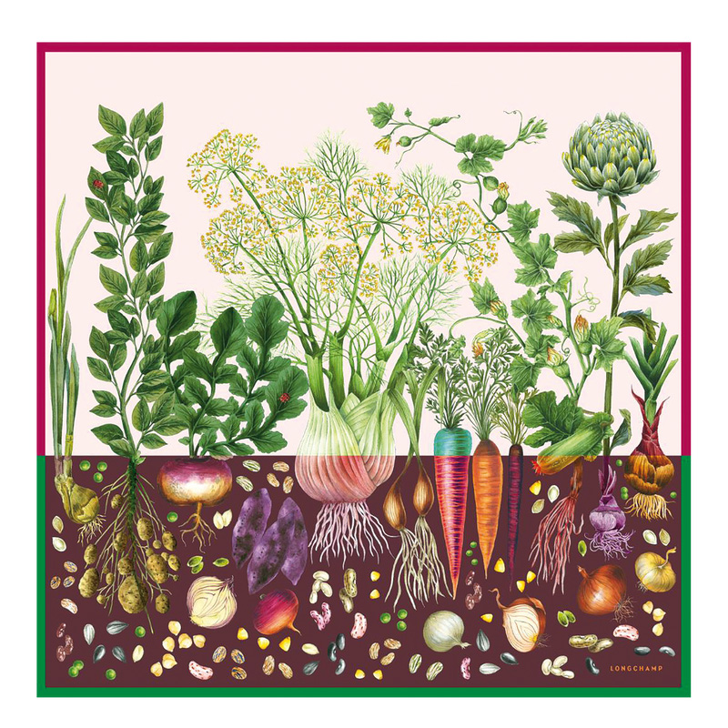 Longchamp Beyond the Garden Silk scarf 90 Multicolor | LC-CRJM8275