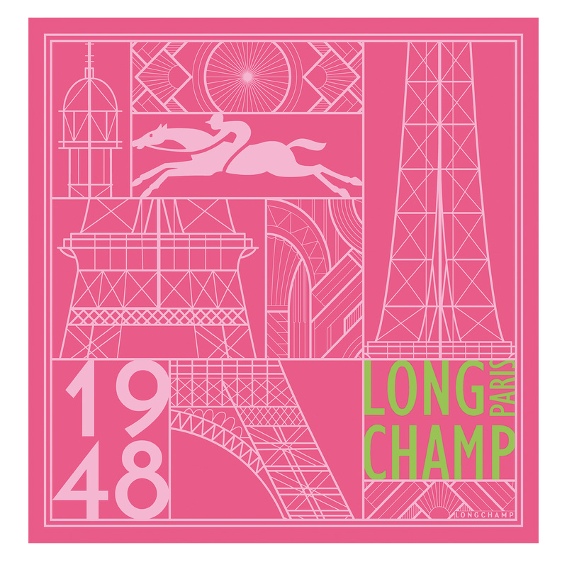 Longchamp Eiffel Tower 1948 Silk scarf 50 Rosas | LC-ECLH3917