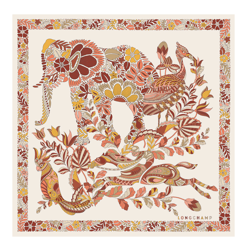 Longchamp Forêt Silk scarf 50 Honey | LC-LJRO1539