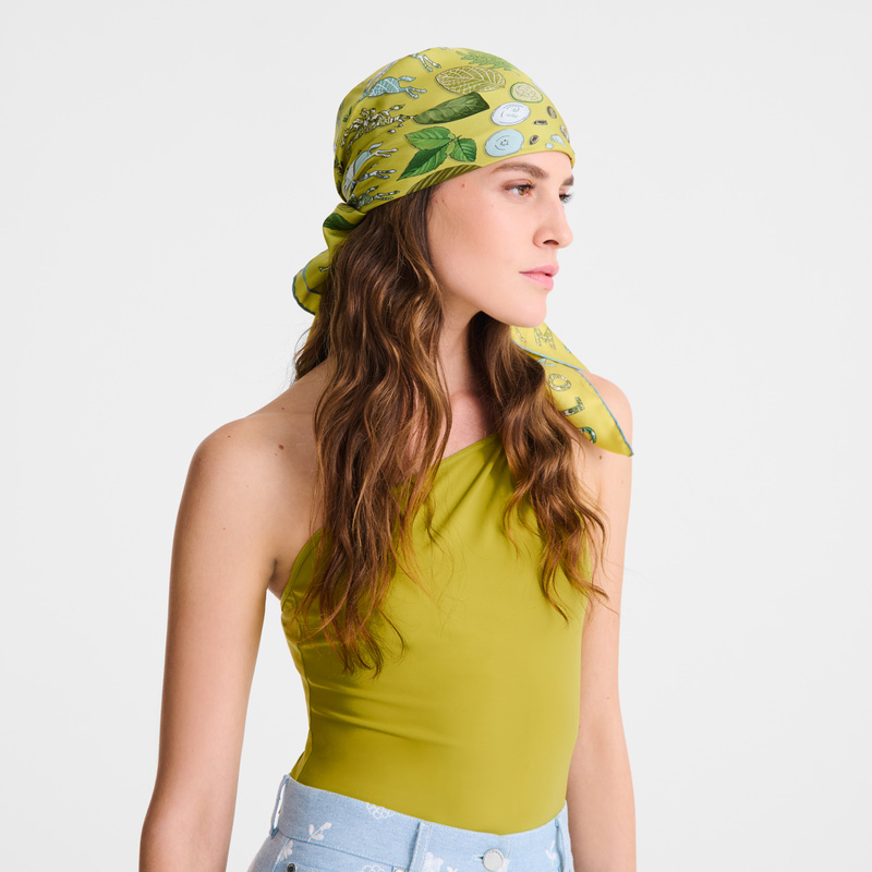 Longchamp Herbarium Silk scarf 90 Verde | LC-GDXP9347