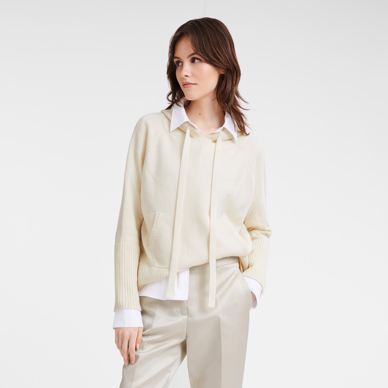 Longchamp Hoodie jumper Ecru | LC-FDLC6448