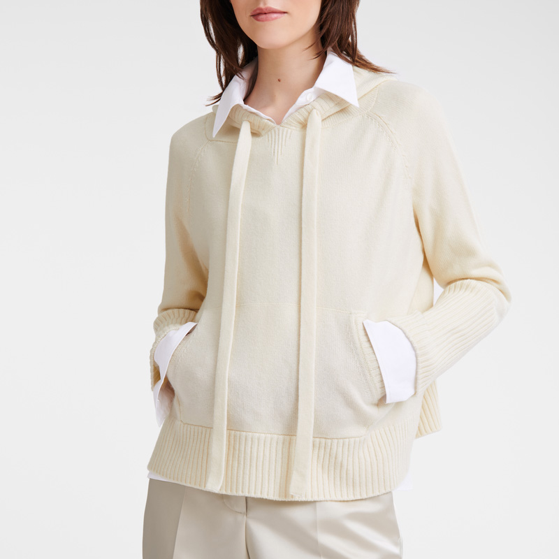 Longchamp Hoodie jumper Ecru | LC-FDLC6448
