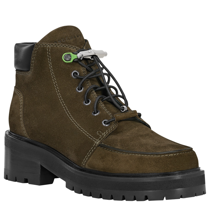 Longchamp La Baroudeuse Low Boots Verde Oliva | LC-ALHN9891