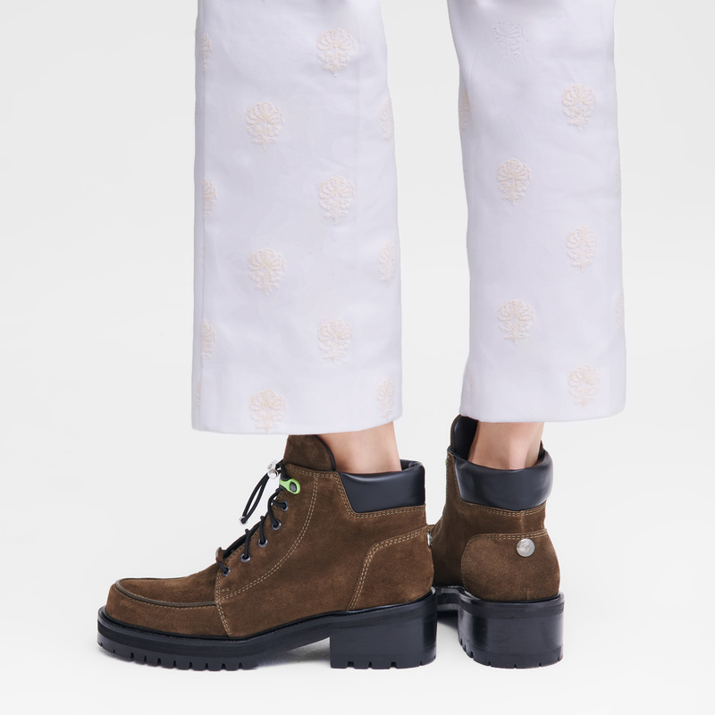Longchamp La Baroudeuse Low Boots Verde Oliva | LC-ALHN9891
