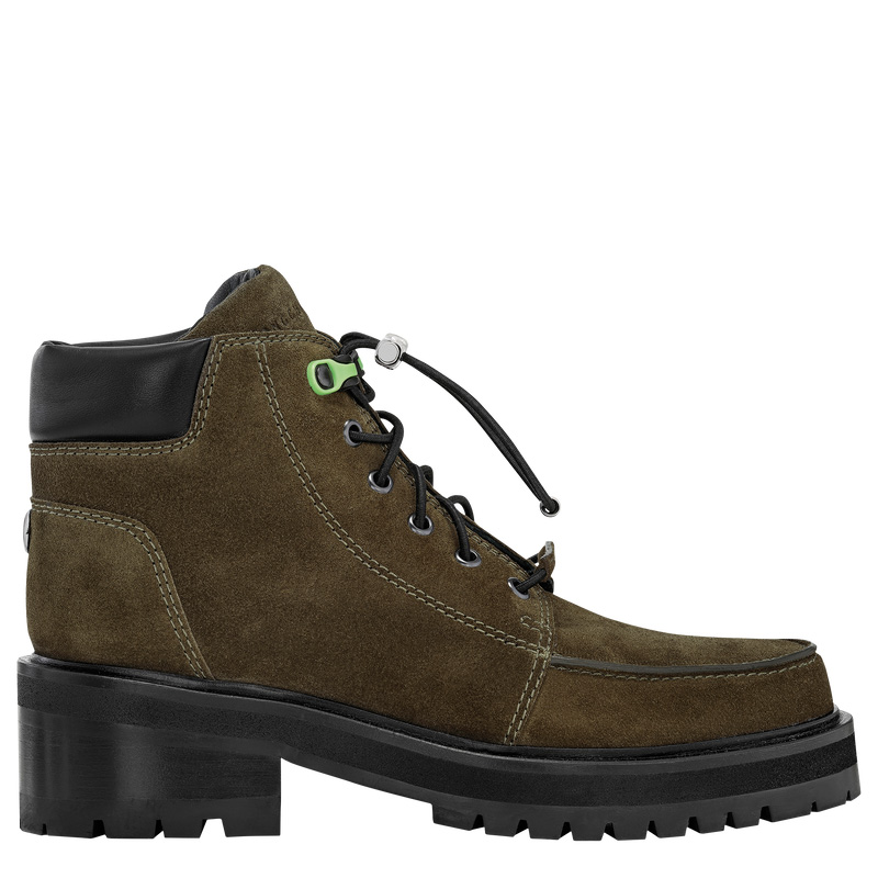 Longchamp La Baroudeuse Low Boots Verde Oliva | LC-ALHN9891