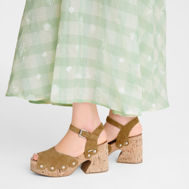 Longchamp La Cigale Sandals Walnut | LC-WNPJ1413