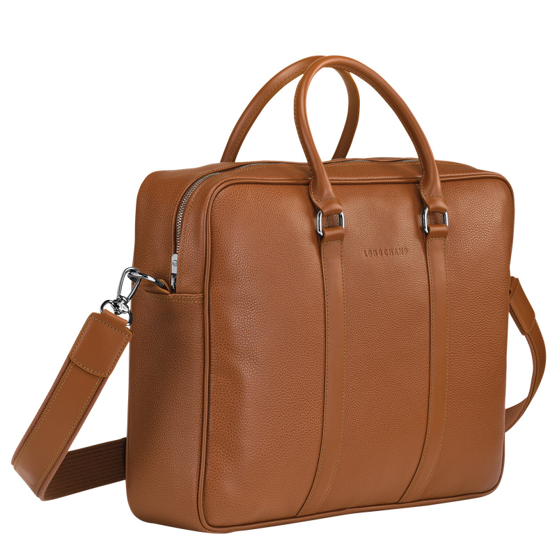 Longchamp Le Foulonné M Briefcase Caramel | LC-RSSU6823