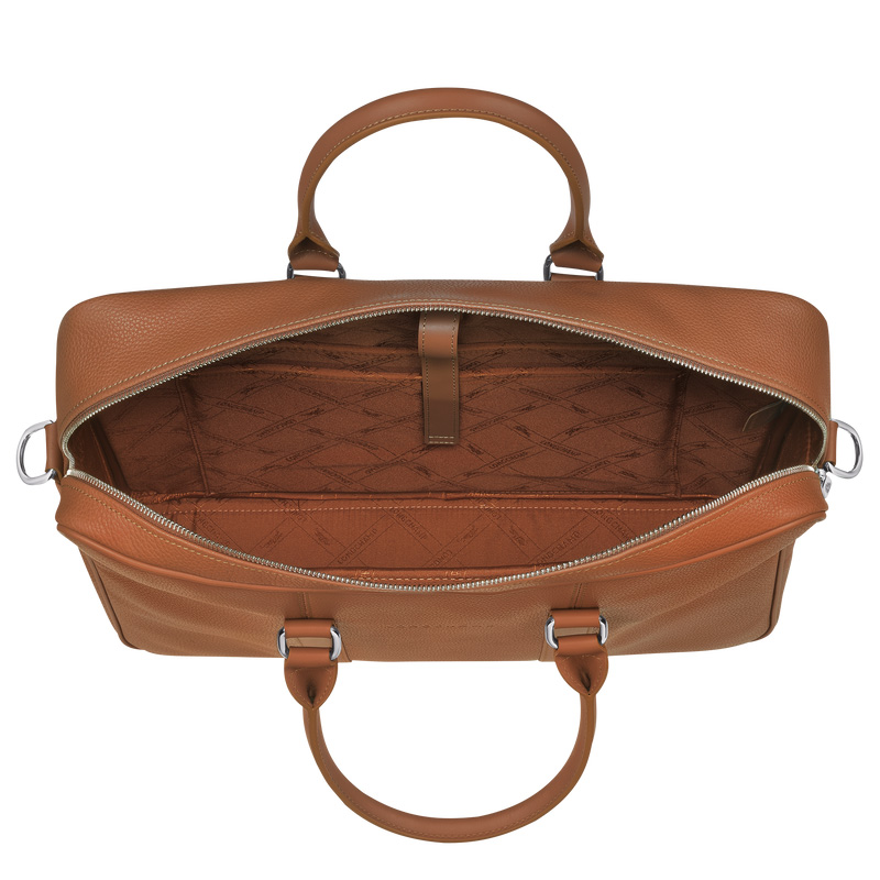 Longchamp Le Foulonné M Briefcase Caramel | LC-RSSU6823