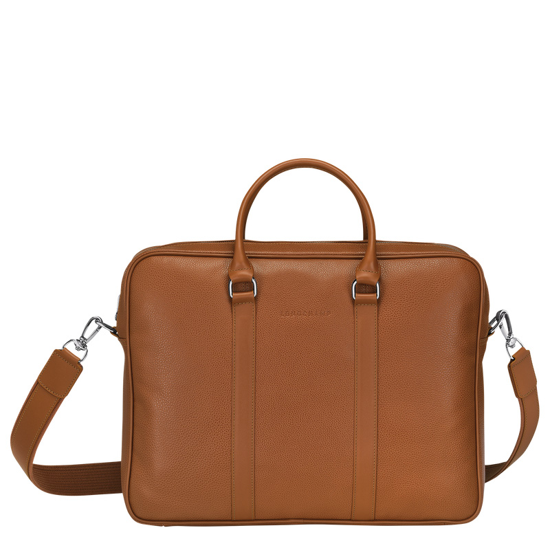 Longchamp Le Foulonné M Briefcase Caramel | LC-RSSU6823