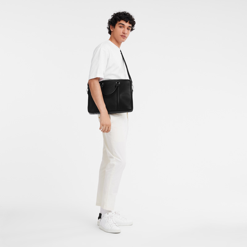 Longchamp Le Foulonné M Briefcase Negras | LC-LUJG7383