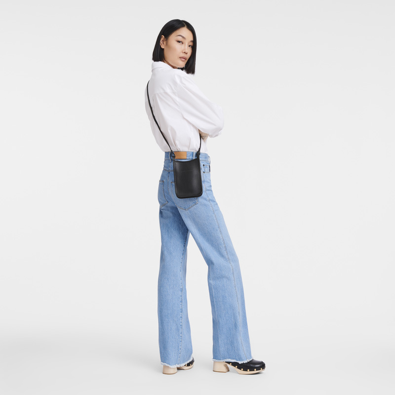 Longchamp Le Foulonné Phone case Negras | LC-EFMQ6001