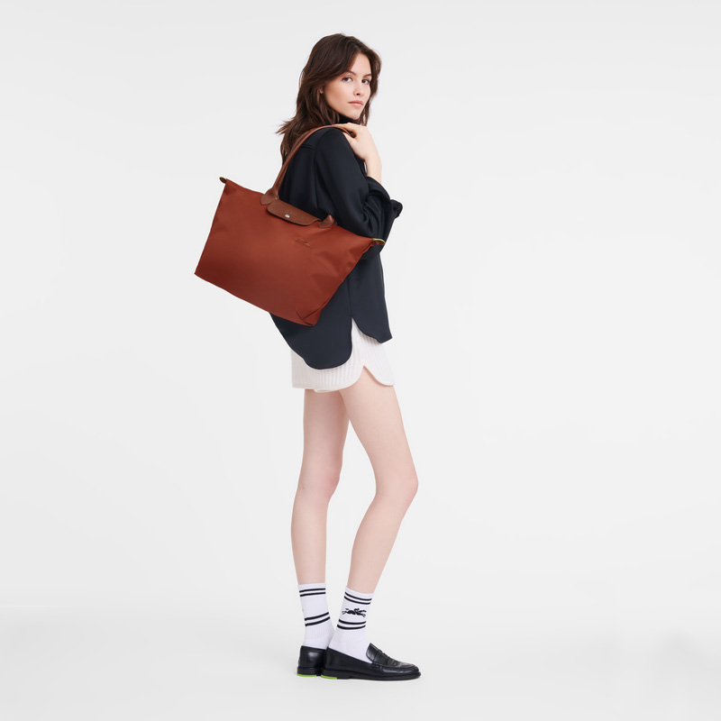 Longchamp Le Pliage Green L Tote bag Chestnut | LC-RRGO4565