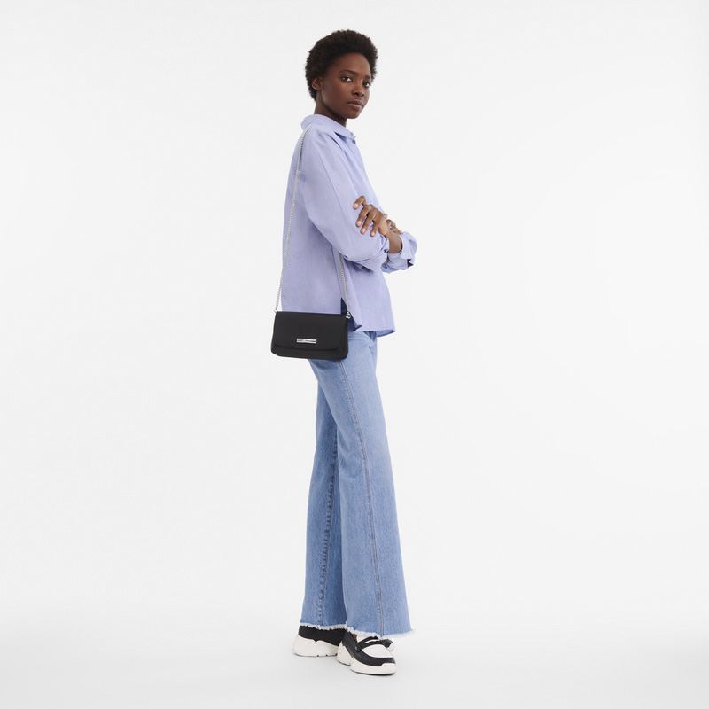 Longchamp Le Roseau Clutch Negras | LC-USWA4141