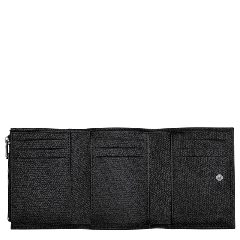 Longchamp Le Roseau Wallet Negras | LC-KKCD3643