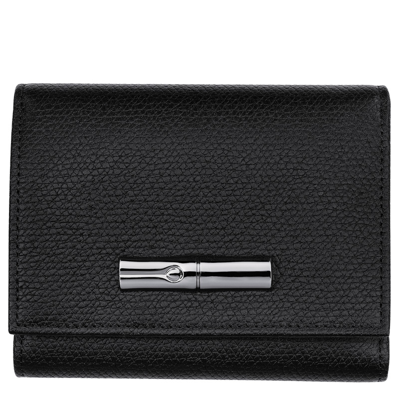Longchamp Le Roseau Wallet Negras | LC-KKCD3643