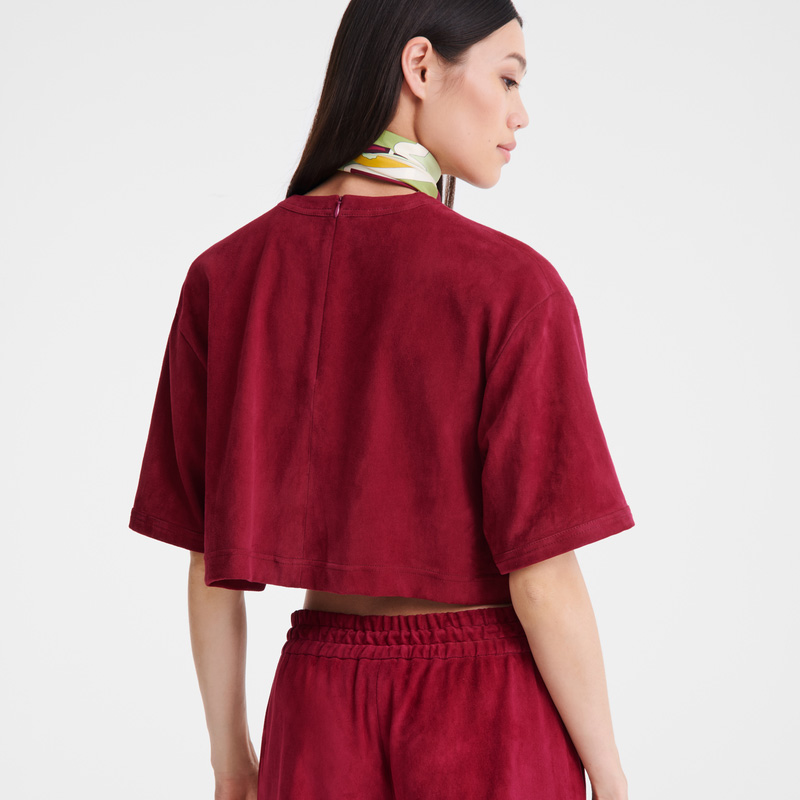 Longchamp Leather crop top Beetroot | LC-WWLV2886