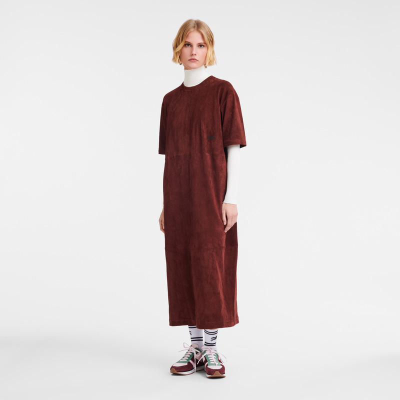Longchamp Leather long dress Burdeos | LC-BMAC4195