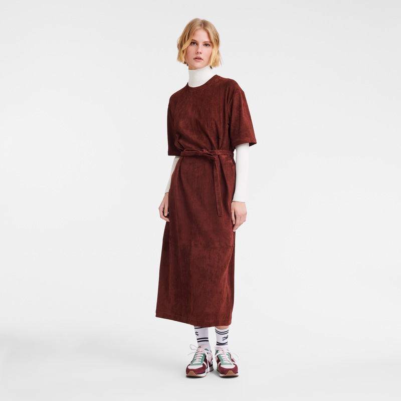 Longchamp Leather long dress Burdeos | LC-BMAC4195