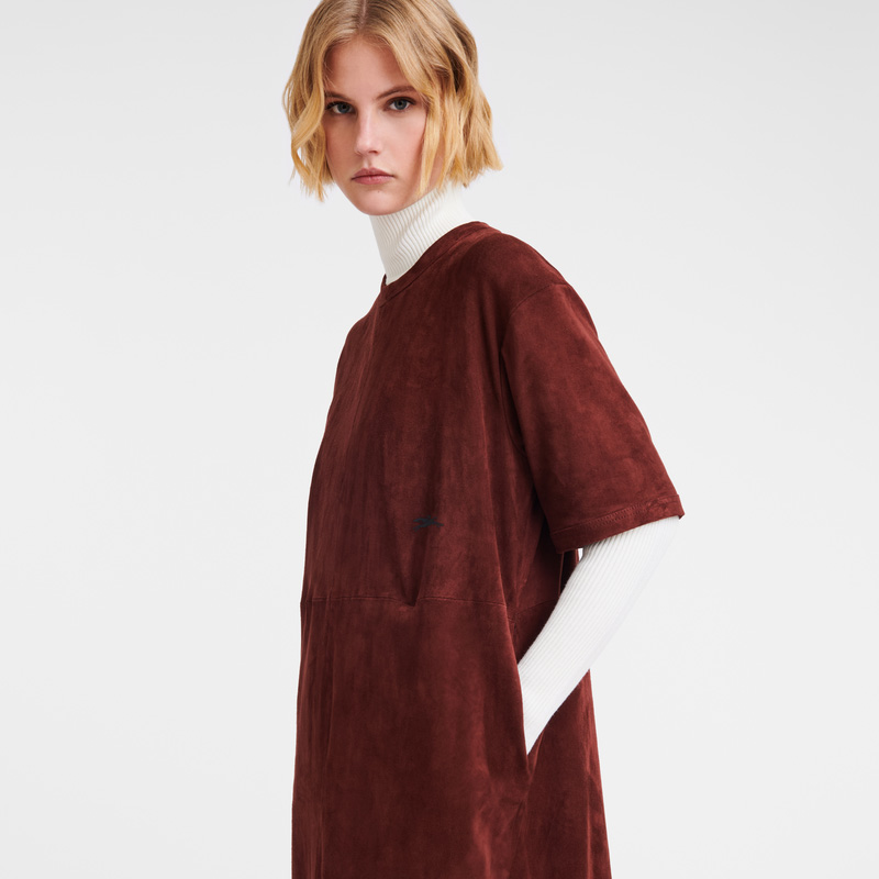 Longchamp Leather long dress Burdeos | LC-BMAC4195