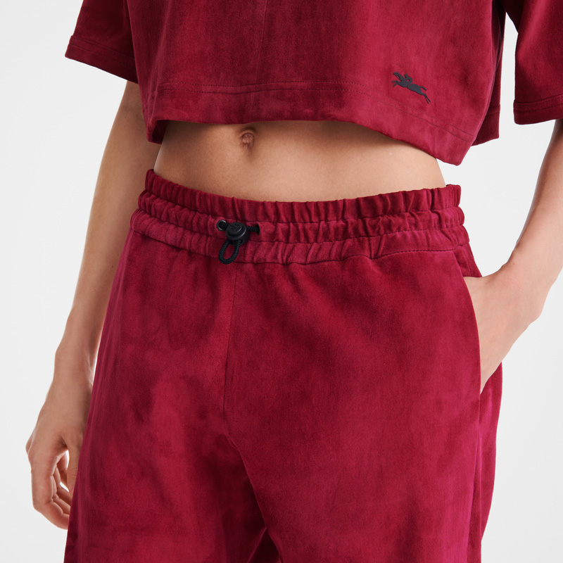 Longchamp Leather straight pants Beetroot | LC-PLLH9276