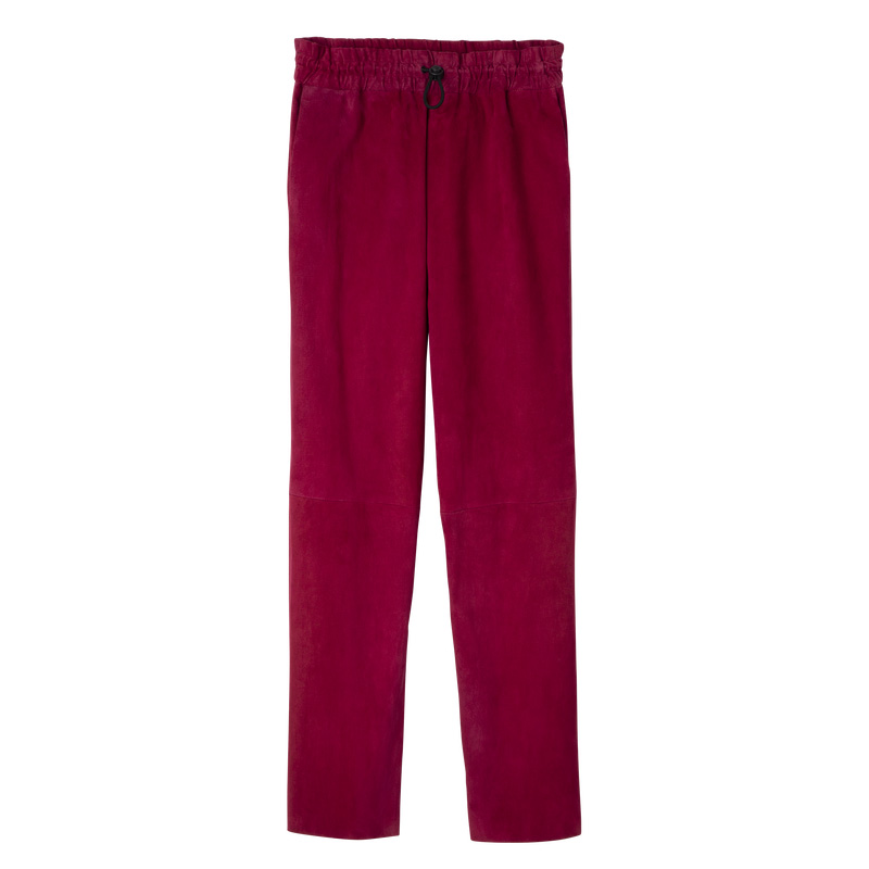 Longchamp Leather straight pants Beetroot | LC-PLLH9276