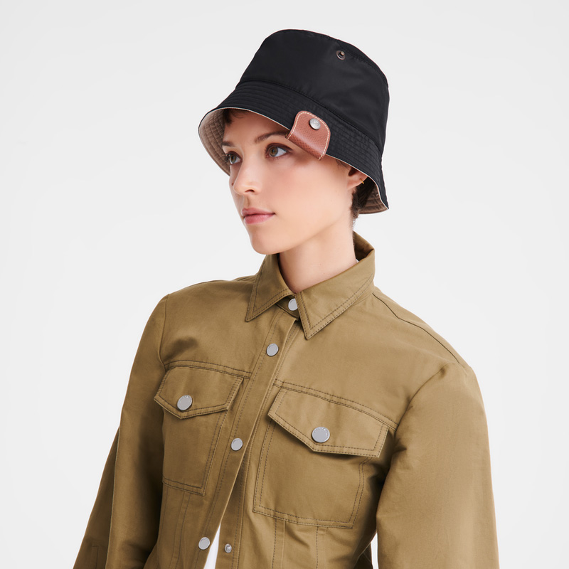 Longchamp Reversible bucket hat Black/Mahogany | LC-PUTR6470