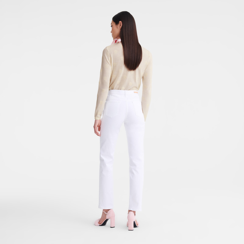 Longchamp Round neck sweater Ecru | LC-NIIH8432