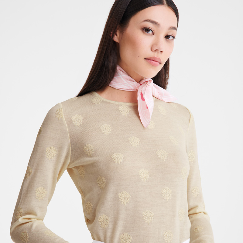 Longchamp Round neck sweater Ecru | LC-NIIH8432