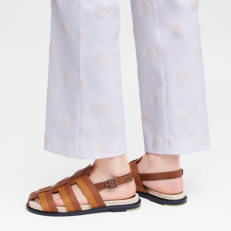 Longchamp Shadow Sandals Cognac | LC-ZKEQ6846