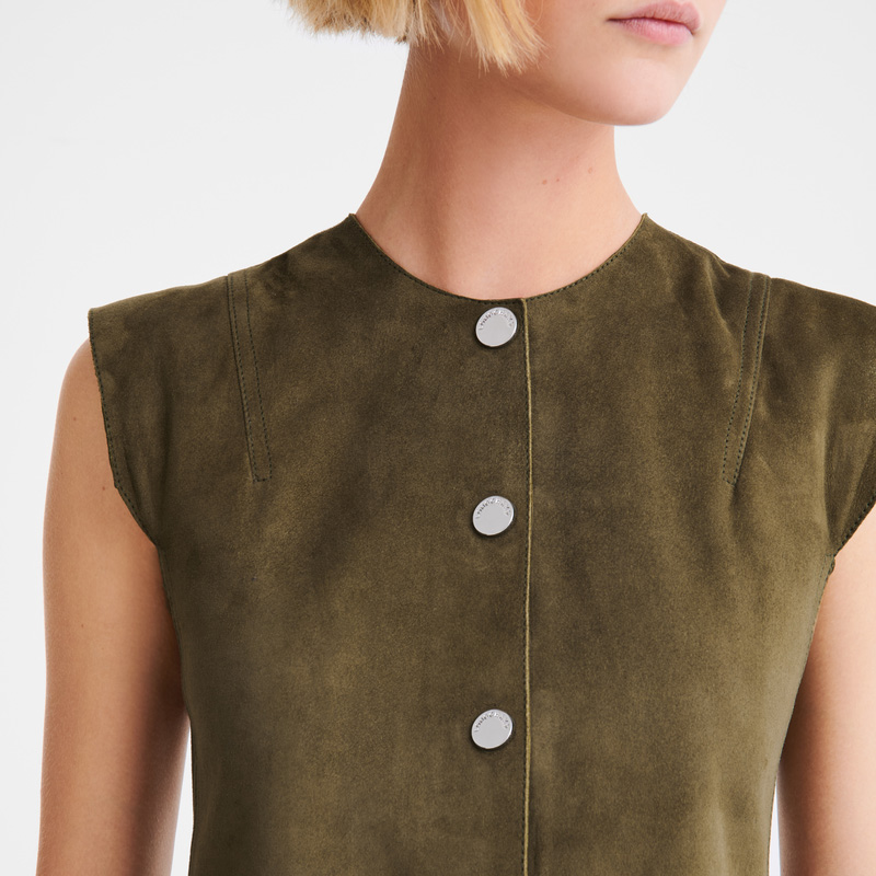 Longchamp Sleeveless jacket Kaki | LC-ODNX8606