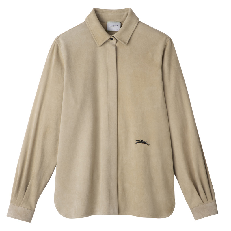 Longchamp Straight leather shirt Linen | LC-KTPK7339