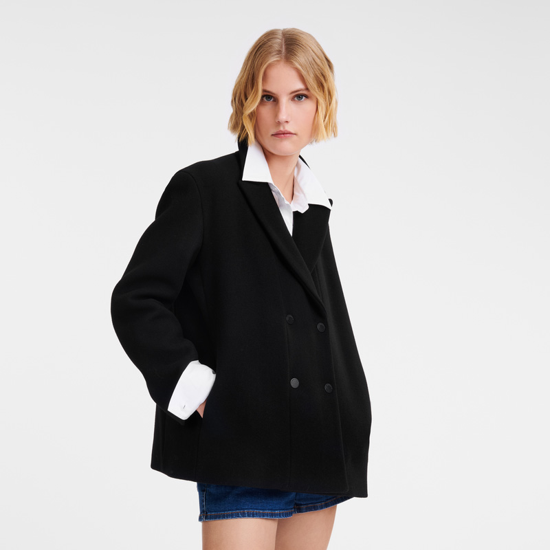Longchamp Straight peacoat Negras | LC-YMWK9754
