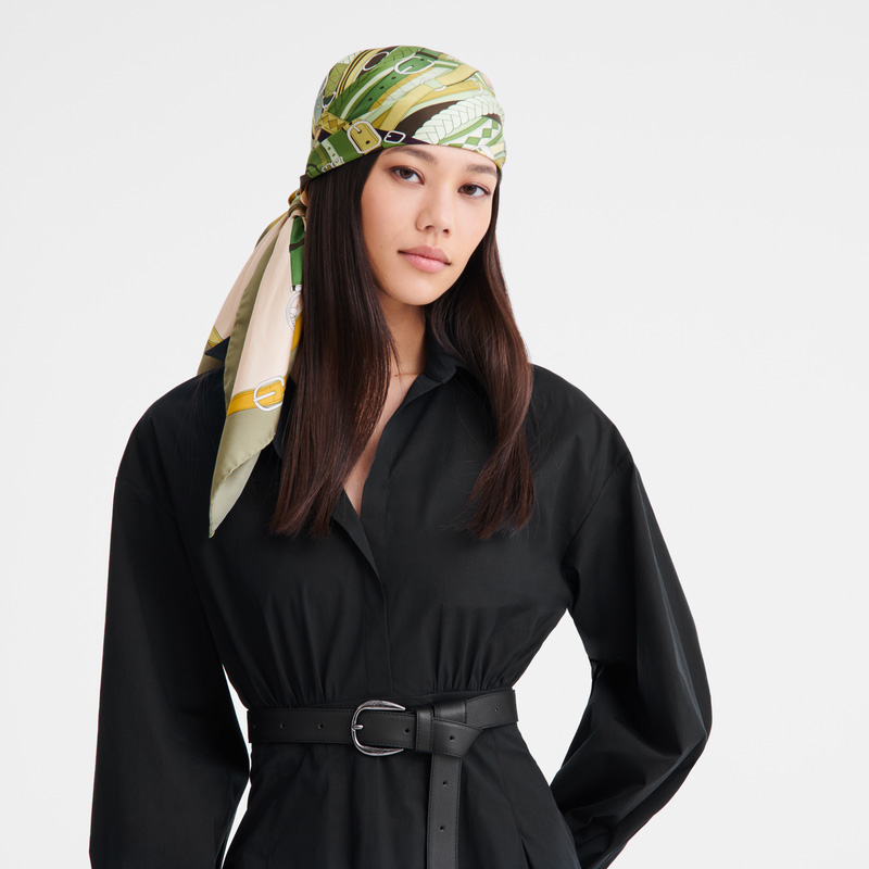 Longchamp Tête de cheval Silk scarf 90 Artichoke | LC-NVRP6706