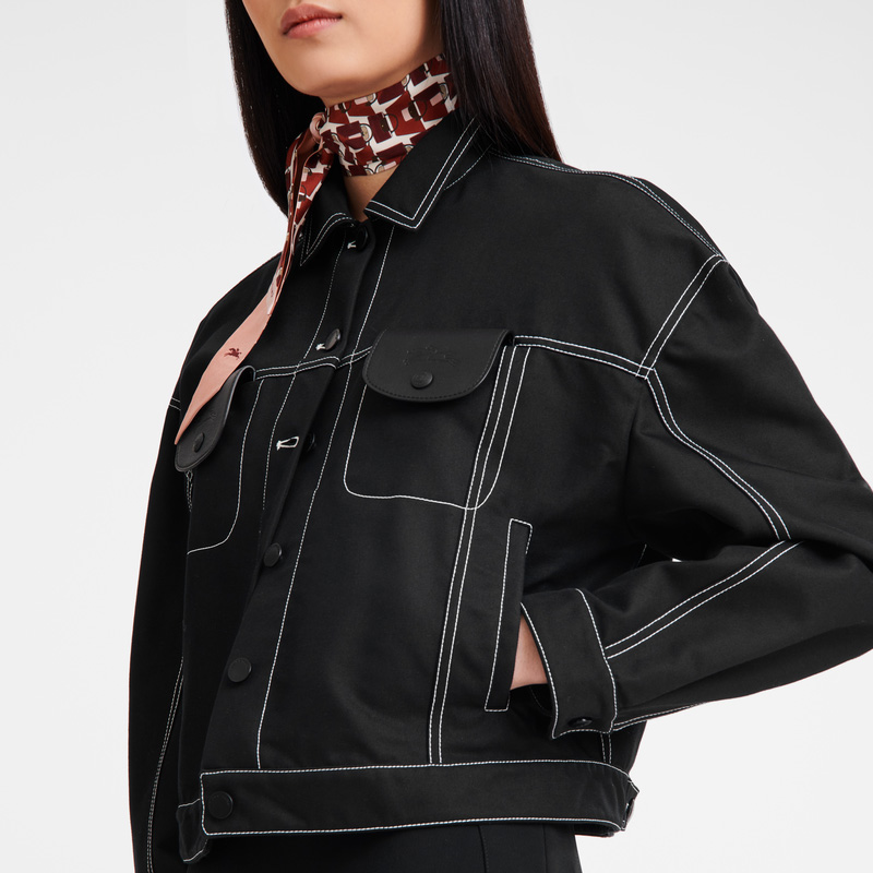 Longchamp Topstitching short jacket Negras | LC-VPYH9494