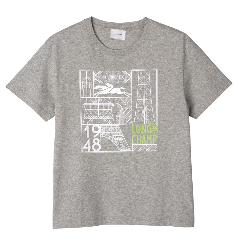 Longchamp T-shirt Gris | LC-SSBY1825